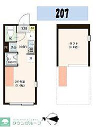 ル・ブラン小岩 2階ワンルームの間取り