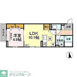 都営新宿線 一之江駅 徒歩25分の賃貸アパート 1階1LDKの間取り