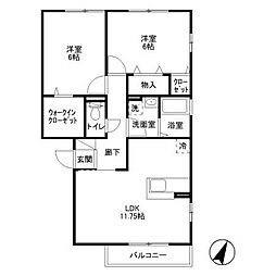 ハーモニアス瑞江II 3階2LDKの間取り