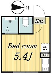 東武伊勢崎線 梅島駅 徒歩7分の賃貸アパート 2階ワンルームの間取り