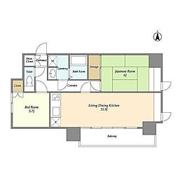 パークキューブ小岩 8階2LDKの間取り