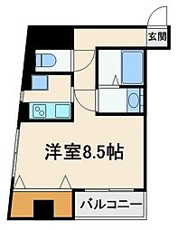 コスモポリタン 6階ワンルームの間取り