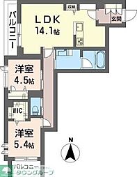 アルビオン　コート 2階2LDKの間取り