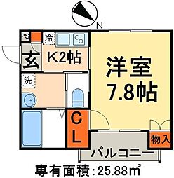 東京メトロ日比谷線 三ノ輪駅 徒歩1分の賃貸アパート 2階1Kの間取り