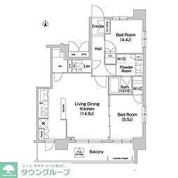 コンフォリア両国サウス 9階2LDKの間取り