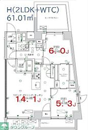 K-COURT押上 6階2LDKの間取り