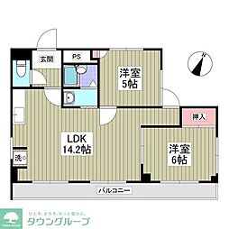 コーポときわ 5階2DKの間取り