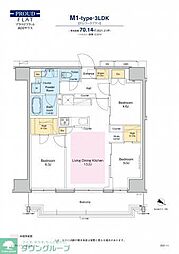 プラウドフラット両国サウス 7階3LDKの間取り