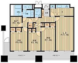 リバーサイド隅田セントラルタワーパレス 17階3SLDKの間取り