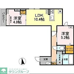 セレスティア東向島 3階2LDKの間取り