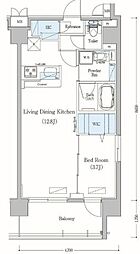 アーバネックス森下II 2階1LDKの間取り