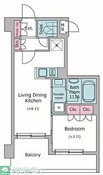ドゥーエ菊川 2階1LDKの間取り