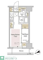 アーバネックス両国 2階1DKの間取り