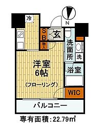 パークアクシス御茶ノ水ステージ 8階1Kの間取り