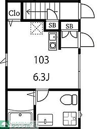 京成本線 お花茶屋駅 徒歩12分の賃貸アパート 1階ワンルームの間取り