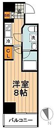 都営新宿線 小川町駅 徒歩6分の賃貸マンション 2階1Kの間取り