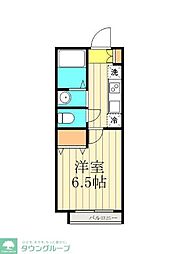 アーカスＫVI 1階1Kの間取り