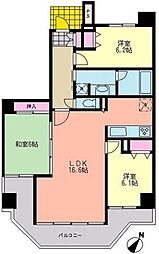 都営大江戸線 清澄白河駅 徒歩6分の賃貸マンション 8階3LDKの間取り