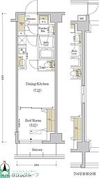 都営新宿線 菊川駅 徒歩7分の賃貸マンション 7階1DKの間取り