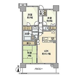 東京メトロ半蔵門線 清澄白河駅 徒歩6分の賃貸マンション 3階3LDKの間取り