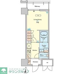 都営新宿線 菊川駅 徒歩2分の賃貸マンション 6階1Kの間取り