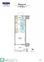 都営大江戸線 森下駅 徒歩8分の賃貸マンション 8階1Kの間取り