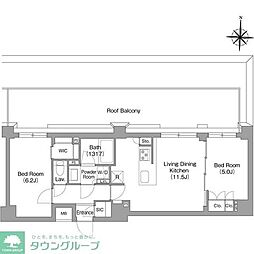 都営新宿線 東大島駅 徒歩9分の賃貸マンション 5階2LDKの間取り