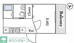 京成押上線 四ツ木駅 徒歩4分の賃貸アパート 2階1Kの間取り