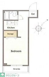 東武伊勢崎線 西新井駅 徒歩10分の賃貸マンション 3階ワンルームの間取り