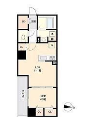 都営大江戸線 森下駅 徒歩8分の賃貸マンション 2階1LDKの間取り