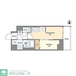 都営新宿線 菊川駅 徒歩4分の賃貸マンション 10階1DKの間取り