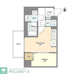 都営新宿線 菊川駅 徒歩4分の賃貸マンション 3階1DKの間取り