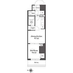 JR総武線 亀戸駅 徒歩7分の賃貸マンション 2階1DKの間取り