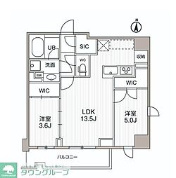 JR総武線 両国駅 徒歩7分の賃貸マンション 2階2LDKの間取り