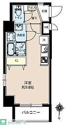 東武亀戸線 亀戸駅 徒歩8分の賃貸マンション 3階ワンルームの間取り