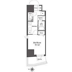 JR総武線 亀戸駅 徒歩7分の賃貸マンション 8階1Kの間取り