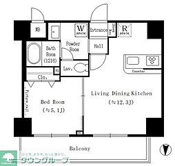 JR総武線 亀戸駅 徒歩4分の賃貸マンション 11階1LDKの間取り