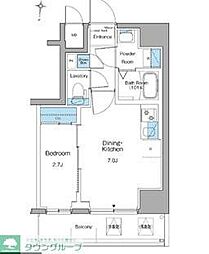 都営大江戸線 清澄白河駅 徒歩3分の賃貸マンション 5階1DKの間取り