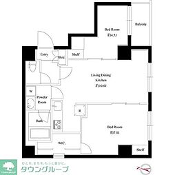 都営大江戸線 両国駅 徒歩8分の賃貸マンション 7階2LDKの間取り