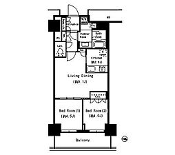 キャナルスクウェア豊洲 5階2LDKの間取り
