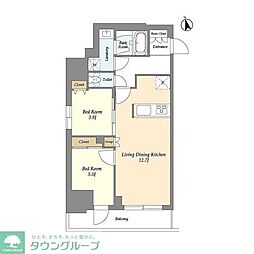 グランカーサ船堀II 13階2LDKの間取り
