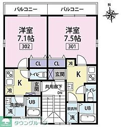 (仮称)グランシャレー小岩 1Kの間取図画像