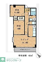 グレース八広 2LDKの間取図画像