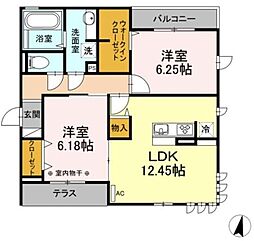 グランフォルト高砂 2LDKの間取図画像