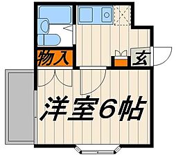 ハイネス石橋 1Kの間取図画像