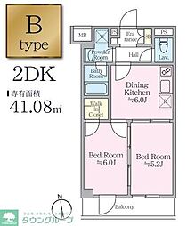 アイルプレミアム押上イースト 2DKの間取図画像