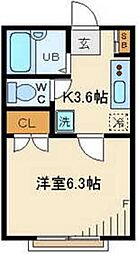 ロク・ハウス1 1Kの間取図画像