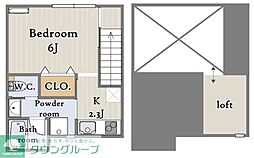 Greige West 1Kの間取図画像