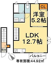 グレイスヴィラB 1LDKの間取図画像