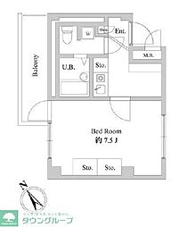 ウェルス中葛西 1Kの間取図画像